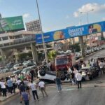 تصادم بين ٣ مركبات على اوتوستراد المدينة الرياضية – حادث سير