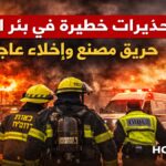 حريق مصنع في بئر السبع وتحذيرات خطيرة مع إخلاء عاجل للسكان