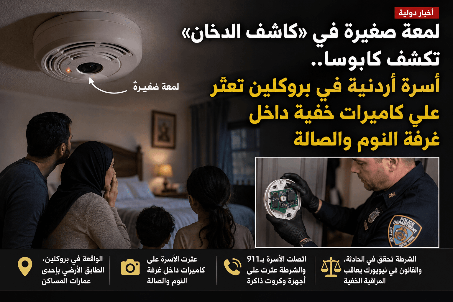 لمعة في سقف غرفة النوم تكشف الصدمة… كاميرات خفية داخل شقة أسرة أردنية في بروكلين