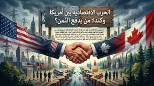 تجسيد للحرب الاقتصادية بين أمريكا وكندا: رسم يظهر الخلافات التجارية والآثار السلبية على كلا الجانبين.
